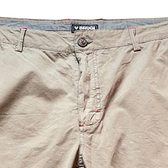 Brugi Short Mens XL Khaki Beige Casual Chino Flat Front Mid Thigh Length - Picture 5 of 12